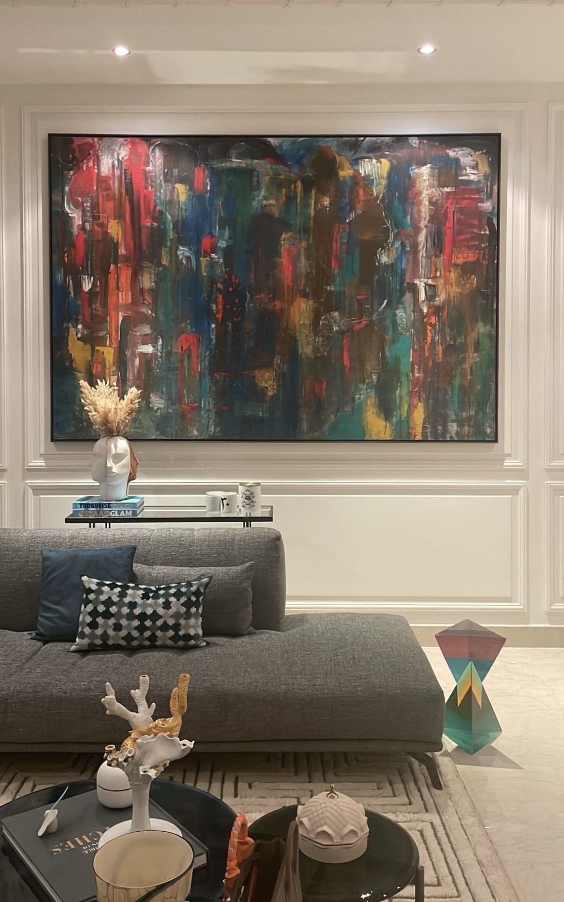 Painting by Mohamed El Jardawi curated by Liwan Gallery at a client's home.